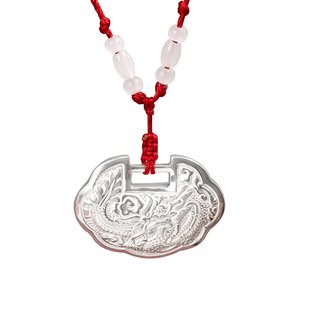 宝宝银手镯999纯银长命锁平安锁足银儿童手镯套装满月周岁送礼