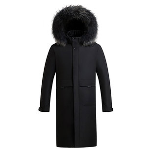 鸭鸭中老年活里活面羽绒服男长款过膝加厚大码爸爸冬装可拆卸外套