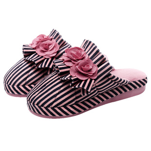 秋冬季坡跟棉拖鞋女家居可爱甜美防滑厚底坡跟软底家用拖鞋居家鞋