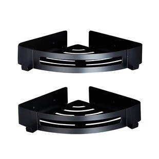 浴室三角置物架免打孔壁挂式黑色洗澡间卫生间墙角收纳 304不锈钢