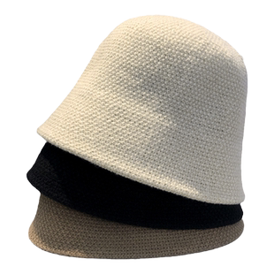 韩版针织渔夫帽子女秋冬素颜神器水桶帽纯色百搭日系遮脸钟型盆帽