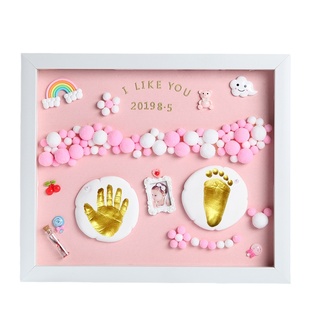 婴儿童手脚印泥满月百天宝宝手足印手印泥相框新生儿胎发毛纪念品