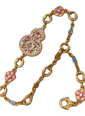 小红书爆款闪钻珐琅葫芦项链