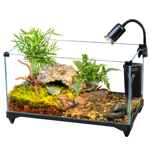 乌龟饲养缸生态造景家用玻璃缸小型别墅水陆两用养乌龟专用缸鱼缸