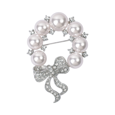 设计感珍珠钻蝴蝶结胸针