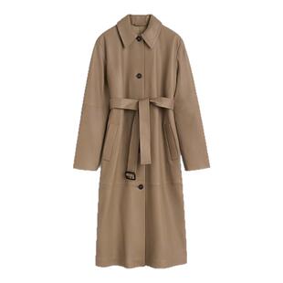 TOTEME 女士卡其色羊皮革材质风衣外套银泰百货301574