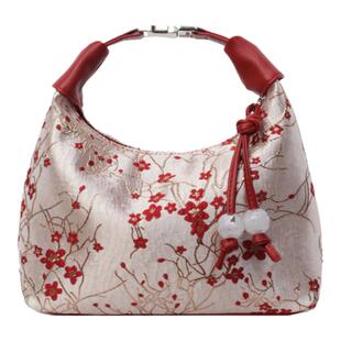 新中式小众红色斜挎包包女国风刺绣手提包2025结婚新娘单肩饺子包