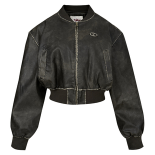 李晟同款 Liilou 擦色工艺 环保皮革 做旧短款夹克皮衣外套