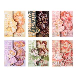 PET贴纸雅静如兰鲜花少女孩甜美可爱人物DIY手机壳手帐谷美素材料