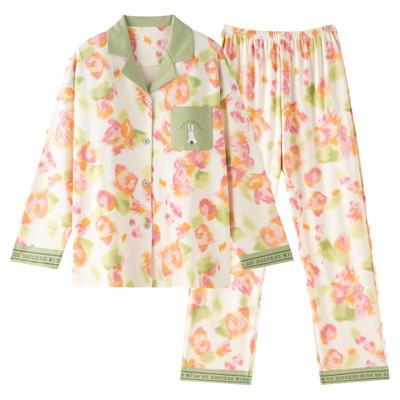 浪莎纯棉睡衣女带胸垫长袖家居服