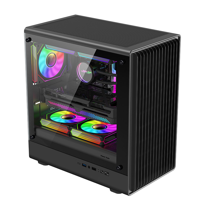 动力火车智界V1玻璃侧透MATX台式机240水冷游戏主机电脑机箱