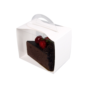 透明手提纯白色 8寸切块 三角蛋糕盒西点盒慕斯包装盒可定制LOGO