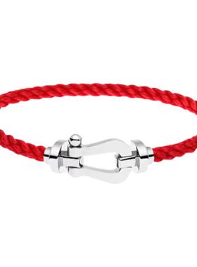 马蹄扣手链轻奢银饰红绳小众男女情侣礼物专柜同款钢印保色持久