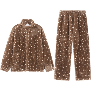 秋鹿Luup | 社交多姿小鹿纹北极羊糕绒睡衣女款高级感2025新款冬