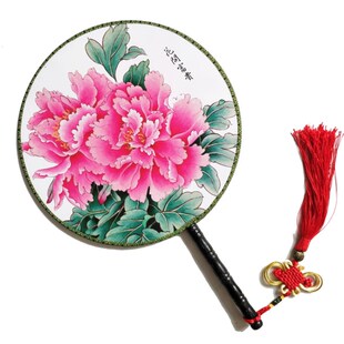 团扇梅花牡丹仕女图荷花旗袍秀圆扇子古典加厚双面舞蹈表演中国风