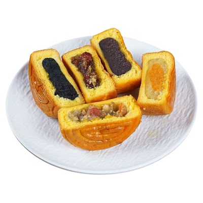 蛋月烧月饼正宗老式传统多口味蛋糕点五仁黑芝麻蛋黄枣泥中秋点心