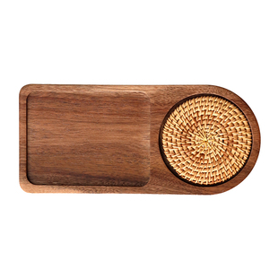 日式实木托盘木质餐盘甜品咖啡点心盘子INS摆盘小清新糕点碟子