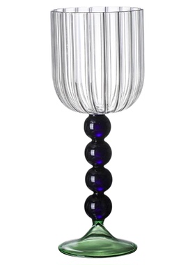 创意少女玻璃红酒杯手工吹制玻璃高脚杯饮水杯竖纹杯香槟杯果汁杯