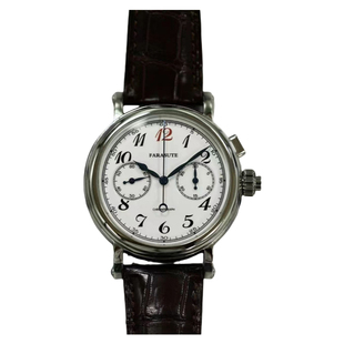 法拉苏蒂复古手表阿基米德ST19机芯精钢壳搪瓷红12表盘计时机械表