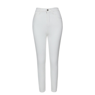 思瑞 白色高腰小脚牛仔裤 2023年新款弹力修身显腿长显瘦百搭裤子