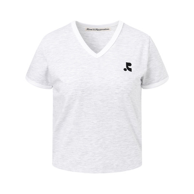 RR学院风V领刺绣logo短袖T恤