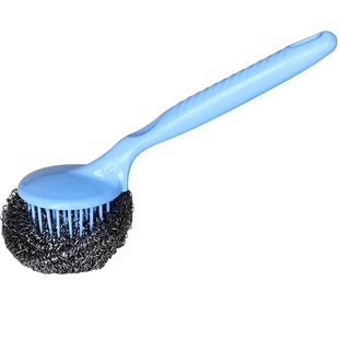 厨房洗锅刷锅器带手柄锅刷长柄钢丝球刷锅清洁刷洗碗刷不粘油刷子