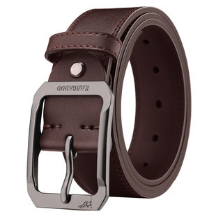袋鼠双面牛皮皮带男士2026新款真皮针扣腰带男韩版潮裤带纯正裤带