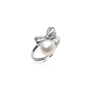 【自营】Idokawa天然淡水珍珠戒指小众精致蝴蝶结开口戒指环配饰