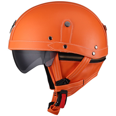 kco复古头盔皮质多种搭配橘色