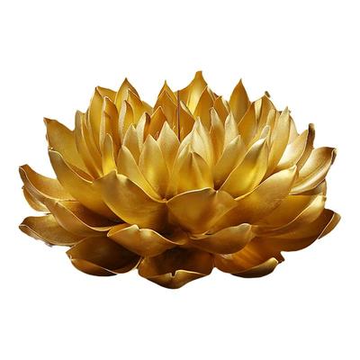 素茗陶瓷金色帝王莲中式香插摆件