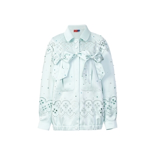 lefame拉飞姆秋季马德拉刺绣钉珠浅绿色外套