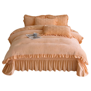 加厚保暖牛奶绒床盖四件套夹棉床单床上珊瑚绒法兰绒冬季4件套1.8