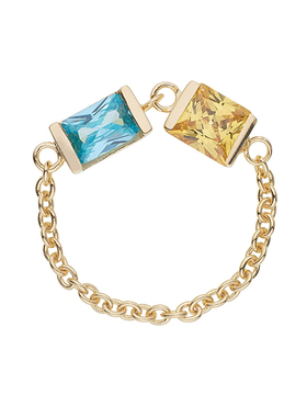 链条锆石戒指18K金吴昕同款礼物