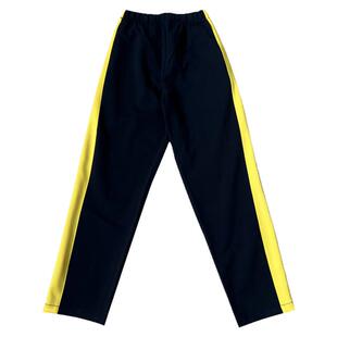 冬季加绒保暖校服裤子黑色直口前白条后浅黄宽杠男女通用运动长裤