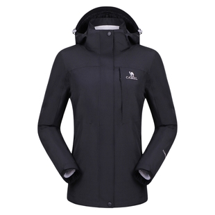 骆驼官方旗舰店冲锋衣女木黛色冬加厚户外三合一可拆卸防水防风