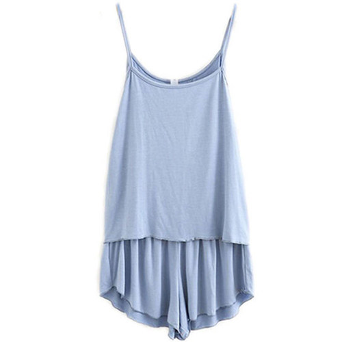 睡衣女夏季吊带短裤莫代尔棉韩版薄款性感大码春秋家居服两件套装