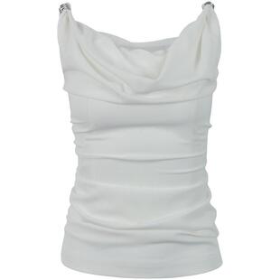 CALVINLUO 肩饰垂褶长款吊带夏季时尚修身背心辣妹上衣易梦玲同款