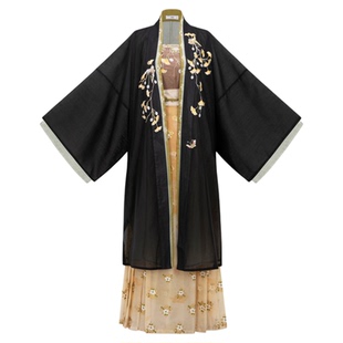 花朝记|银杏笺|宋制汉服铁拐墓对襟衫百迭裙绣花印金传统日常风