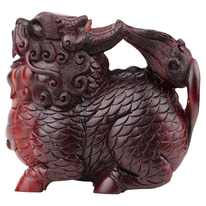 印度小叶紫檀麒麟把件湘工手作