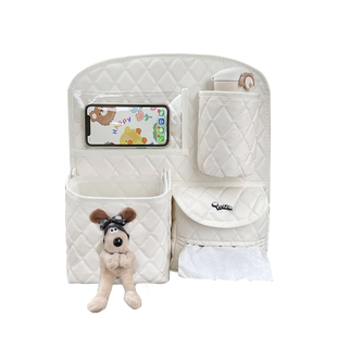 汽车座椅后背收纳袋可爱鸭车载置物挂袋车内多功能纸巾盒垃圾桶