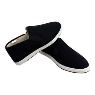 泰和源冬季加绒加厚保暖羊毛手工千层底黑色经典套脚软底男黑布鞋