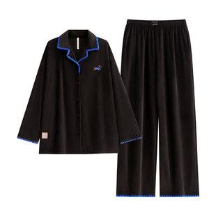 悦内情侣睡衣女款秋冬季海岛绒加厚加绒珊瑚绒保暖家居服男士套装