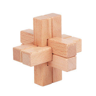 六通一代 鲁班锁6通孔明锁大号榉木幼儿园儿童动脑玩具单个六根木