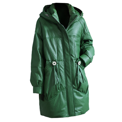 洋气质海宁头层绵羊皮衣鹅绒外套