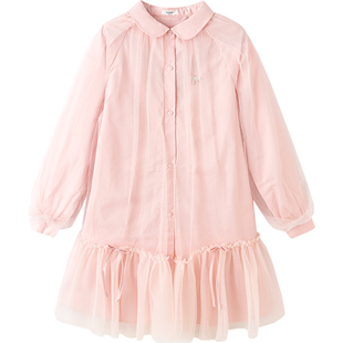 巴拉巴拉女童连衣裙中大童公主裙春装2026新款童装宝宝网纱裙子潮