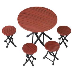 迷你小玩具微缩家具食玩娃娃屋过家家塑料折叠方圆桌椅套装模型