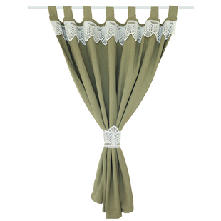 美式复古绿橄榄绿文艺遮光窗帘半帘挂钩吊带免打孔门帘韩式粘贴