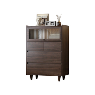 中古风实木斗柜客厅靠墙储物柜法式复古卧室小户型床尾抽屉收纳柜