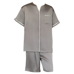 上海故事男士冰丝睡衣夏季薄款短袖加大家居服父亲节送爸爸礼盒装