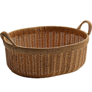 家好点水果篮客厅用仿藤编织家用杂物篮大号收纳筐厨房洗蔬果沥水